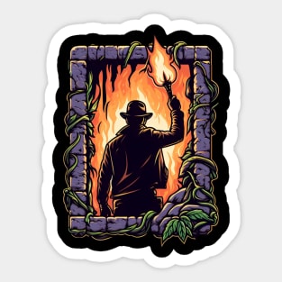 Into the Heart of Adventure - Explorer with Torch in Hand - Adventure Sticker